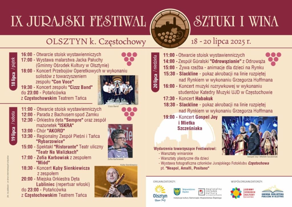 IX Jurajski Festiwal Sztuki i Wina @ Rynek